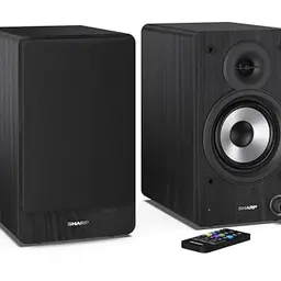 SHARP CP-SS30(BK) 2-Wege aktive Regallautsprecher - Kabellose Studiomonitore mit Bluetooth und USB - Schwarz