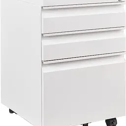 Rollcontainer abschließbar für Büro und Dokumente, 39 x 50 x 62 cm, weiß