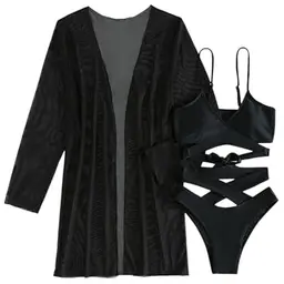 Slakerbe Damen-Badeanzug Hoodie - schwarzes Bikinidesign für den Frühling 2024