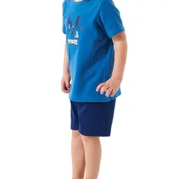 Schiesser Jungen Pyjama Set aus 100% Bio Baumwolle - Kurz, Größe 140, Blau