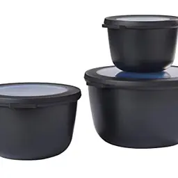 Mepal Cirqula Round 3-teiliges Set - Vorratsdosen in Nordic Black - 350 ml, 750 ml & 1250 ml