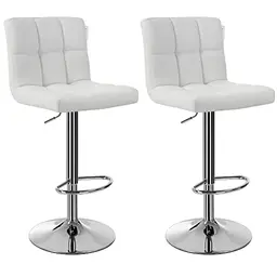 SONGMICS 2er-Set Barhocker mit Lehne, Weiß, 115 cm hoch