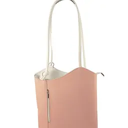 Freyday 2-in-1 Handtasche Rucksack aus Echtleder in Rosa-Weiß