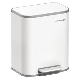 SONGMICS 20L Tretmülleimer mit Softclose, Inneneimer und breitem Pedal, wolkenweiß