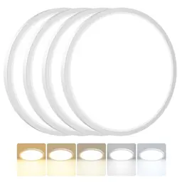 Peasur 4er Set LED Deckenleuchte Flach, 5 Farben, IP54 Wasserfest, 24W Moderne Deckenlampe für Bad, Flur und Wohnzimmer