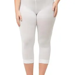 Ulla Popken Damen Strumpf-Capri, 80 den, blickdicht, schneeweiß, große Größen
