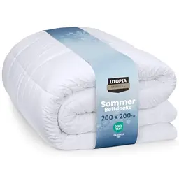 Utopia Bedding Bettdecke 200 x 200 cm für 2 Personen, leicht, für 4 Jahreszeiten (weiß)