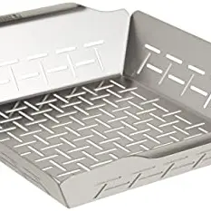 Weber Deluxe Grillkorb - 35 x 30 cm, Hitzebeständig & spülmaschinenfest, Ideal für Beilagen für alle Grilltypen - Silber
