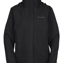 VAUDE Escape Light Damen Regenjacke, wasserdicht & atmungsaktiv, verstaubare Kapuze, 420g, schwarz, Größe 42