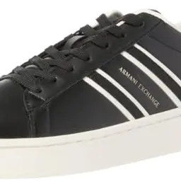 Armani Exchange Male London Sneaker mit Seit Streifen & Farbkontrast, Schwarz, Größe 7