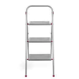 Kleeneze klappbare 3-stufige Trittleiter, leicht, rutschfest, robust, 105 cm, rosa/grau, 150 kg Tragkraft