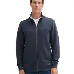 TOM TAILOR Herren Sweatjacke Stehkragen - Sky Captain Blue White, L