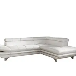 Mivano Ecksofa Enterprise – Trendige Ledercouch in L-Form mit Ottomane rechts, verstellbaren Kopfstützen und Armteil, Kunstleder weiß
