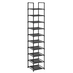 SONGMICS Schuhregal, 10 Ebenen, schmal, 33 x 33 x 173 cm, für Flur, Schlafzimmer, schwarz