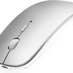 AE WISH ANEWISH Bluetooth Maus, wiederaufladbar, geräuschlos, mini kabellos, für Mac/iPad/iPhone/PC, 3 DPI, Bluetooth 5.0, Silber