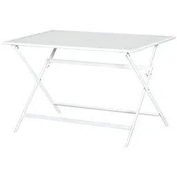 Outsunny Klapptisch mit Schirmloch - Klappbarer Gartentisch, Balkontisch, Esstisch, 110 x 70 x 70 cm, Weiß