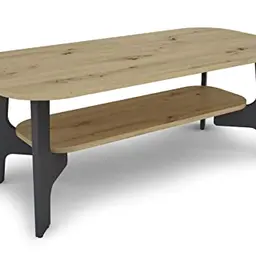 byLIVING Jonny Couchtisch Artisan Eiche, Anthrazit, mit Ablageboden, schwarz/braun, B 110 cm, H 42,5 cm, T 55 cm