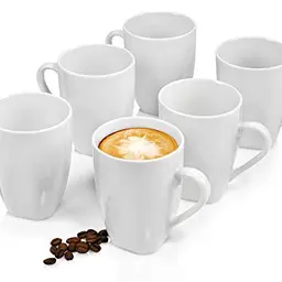 SÄNGER Kaffeebecher Set Avalon 6-tlg, Porzellan Tassen für 6 Personen, Zeitlose Becher in Weiß, 220 ml