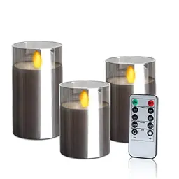 CeSunlight LED Kerzen mit Timer, 3er-Pack für Halloween, Weihnachten und Hochzeiten, 500+ Stunden Leuchtdauer, Silber