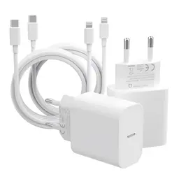 ZNBTCY 2er-Pack 25W USB C Ladegerät mit 1.8M Lightning Kabel für iPhone & iPad - Weiß