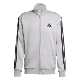 adidas Herren 3 Streifen French Terry Trainingsanzug, mittelgrau Meliert, Größe S