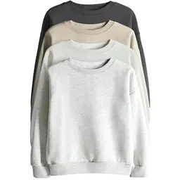 THE SET Mädchen Sweatshirts, 4er-Pack, Rundhalsausschnitt, Neutral/Grau, Größe 116