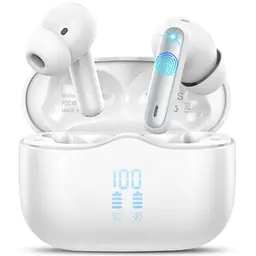 Bluetooth In Ear Kopfhörer Kabellos mit Noise Cancelling, 40 Std Laufzeit, IP7 Wasserdicht, Weiß