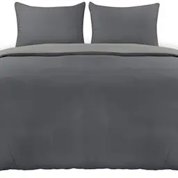 Utopia Bedding Bettwäsche Set 200x200 cm - Dunkelgrau/Hellgrau mit 2 Kissenbezügen