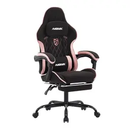 NIONIK Gaming Racing Chair mit Fußstütze, verstellbar, ergonomisch, für Homeoffice & Gaming, schwarz-pink