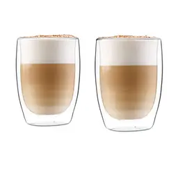 GLASWERK Doppelwandiges Latte Macchiato Glas (2er Set) - Transparente, spülmaschinenfeste Kaffeetasse