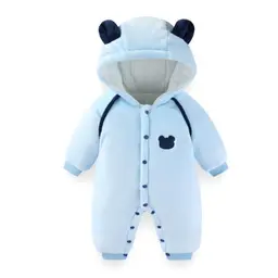 Baby-Schneeanzug mit Kapuze, Bärenfleece, warmer Winterbody für Neugeborene 6-9 Monate
