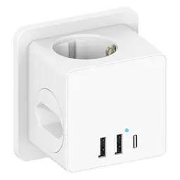 6-in-1 Mehrfachsteckdose mit USB, 4000W Steckdosenleiste, 3-Fach Verteiler