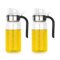 2er Set Öl- und Essigspender aus Glas, 300ml, mit Skala, ideal für BBQ und Kochen
