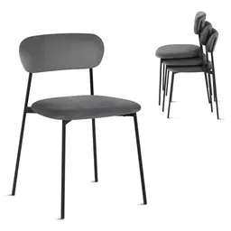 Lestarain 4er Set Esszimmerstühle, Polsterstühle für Küche und Wohnzimmer, Dunkelgrau