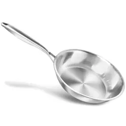 HOUSLUX Edelstahl Bratpfanne 24cm für Induktion & Gas, mit Metallgriff, gesundes Kochen