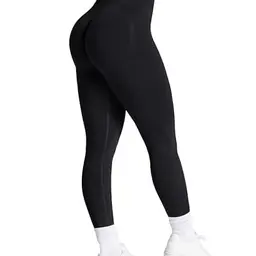 TAYOEA Damen Sport Leggings mit Push Up Effekt - Blickdicht, Nahtlos, Ideal für Yoga und Fitness, Schwarz, M