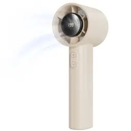 LUXVANO Tragbarer Handventilator mit LED-Display, bis zu 13h Laufzeit, klein & leicht für Büro, Reisen & Outdoor, beige