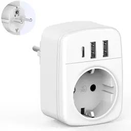 Mehrfachsteckdose mit 3 USB-Anschlüssen, Steckdosenleiste (Weiß)