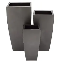 Benzara Deco 79 Metall Pflanzgefäß 3er-Set, Dunkelgrau
