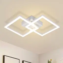 Homefire LED Deckenlampe - Moderne 24W Deckenleuchte für Küche, Wohnzimmer und Flur, warmweiß, eckig, weiß