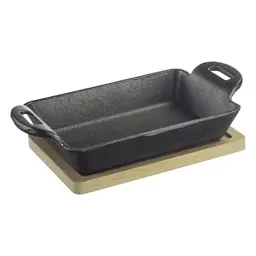 Westmark Gusseiserne Tapas- und Auflaufform, 300 ml, für alle Herdarten inkl. Induktion & Grill, mit Bambus-Untersetzer
