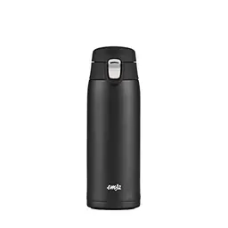 Emsa Travel Mug Light 0,4 L - Schlankes Edelstahl Design, 100% dicht, 8h heiß, 16h kalt, BPA-frei - Schwarz