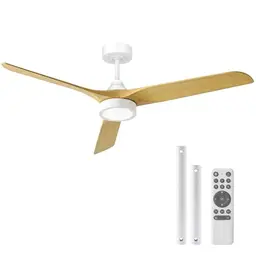Ateroll Deckenventilator mit Beleuchtung, Ø 132 cm, 3CCT, 15W LED, Fernbedienung, 6 Geschwindigkeiten, Vorwärts-/Rückwärts, Timer