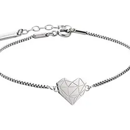 LIEBESKIND Damen Armband Herz aus Edelstahl, Silber, 20 cm