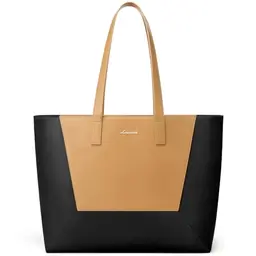 LOVEVOOK Mittelgroße Handtasche für Damen, Elegante Shopper Tote Bag aus Leder, Braun-Schwarz