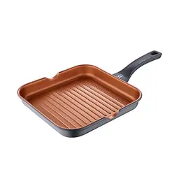 SAN IGNACIO Bronze Grillpfanne 28 x 28 cm | Antihafteffekt | Geeignet für alle Herdarten