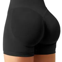 YEOREO Damen Sport Shorts Push Up Booty Shorts 4.5" Schwarz M
