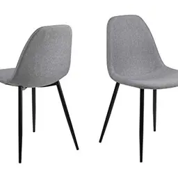 AC Design Furniture Linea Esszimmerstühle 4er Set, Hellgrau/Schwarz, Stoff/Metall