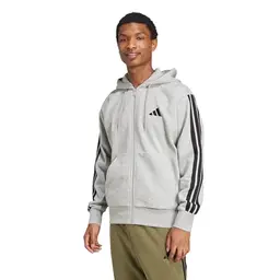 adidas Herren Essential Hoodie Fleece mit Reißverschluss, Grau/Schwarz, XL