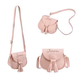 Personalisierte Mädchen-Umhängetasche aus PU-Leder mit Quaste, verstellbarer Riemen, rosa, Geschenk zum Geburtstag & Weihnachten